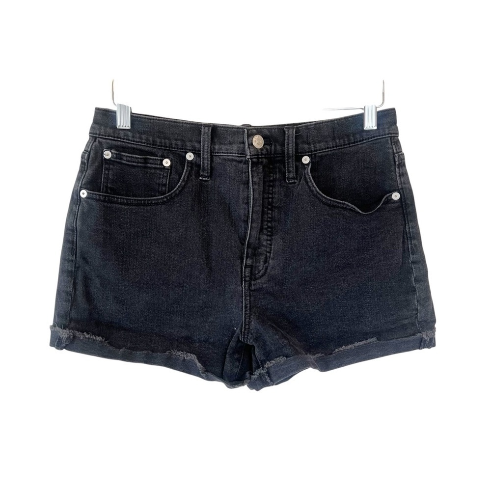 Madewell Womens High Rise Denim Shorts Black Wash Cuffed Size 28 Classic